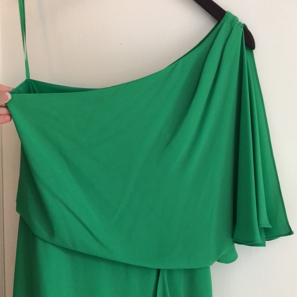 BCBG MAXAZRIA One Shoulder Green Dress Size 06 - Picture 2 of 14